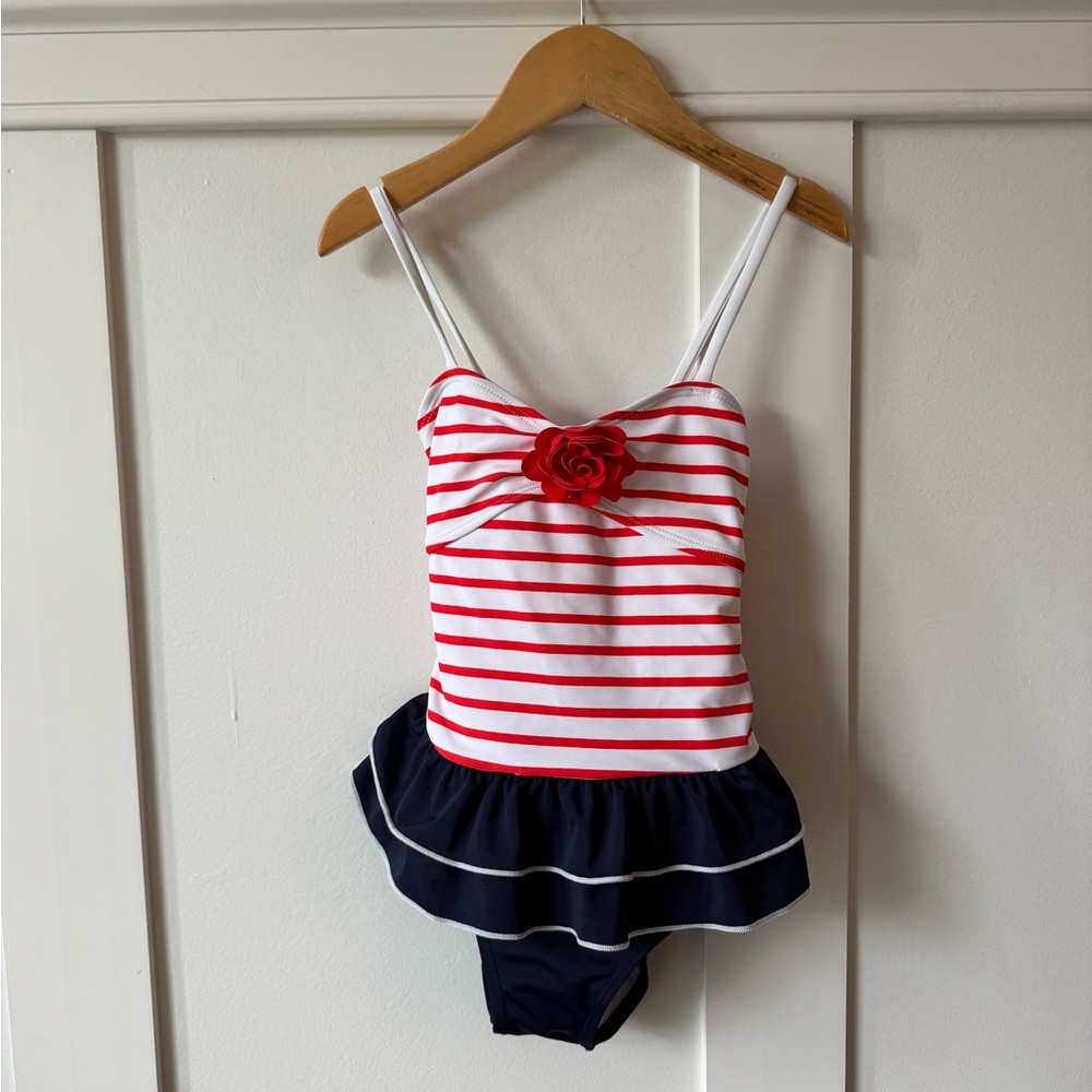 Janie and Jack Nautical Ruffle Swim Suit